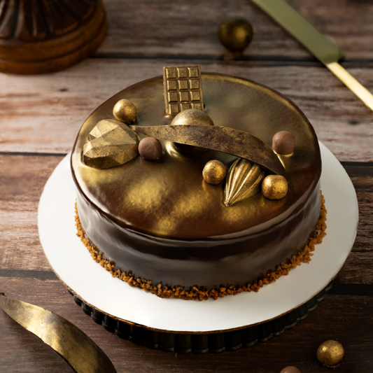Golden Choco Delight Cake (Eggless)